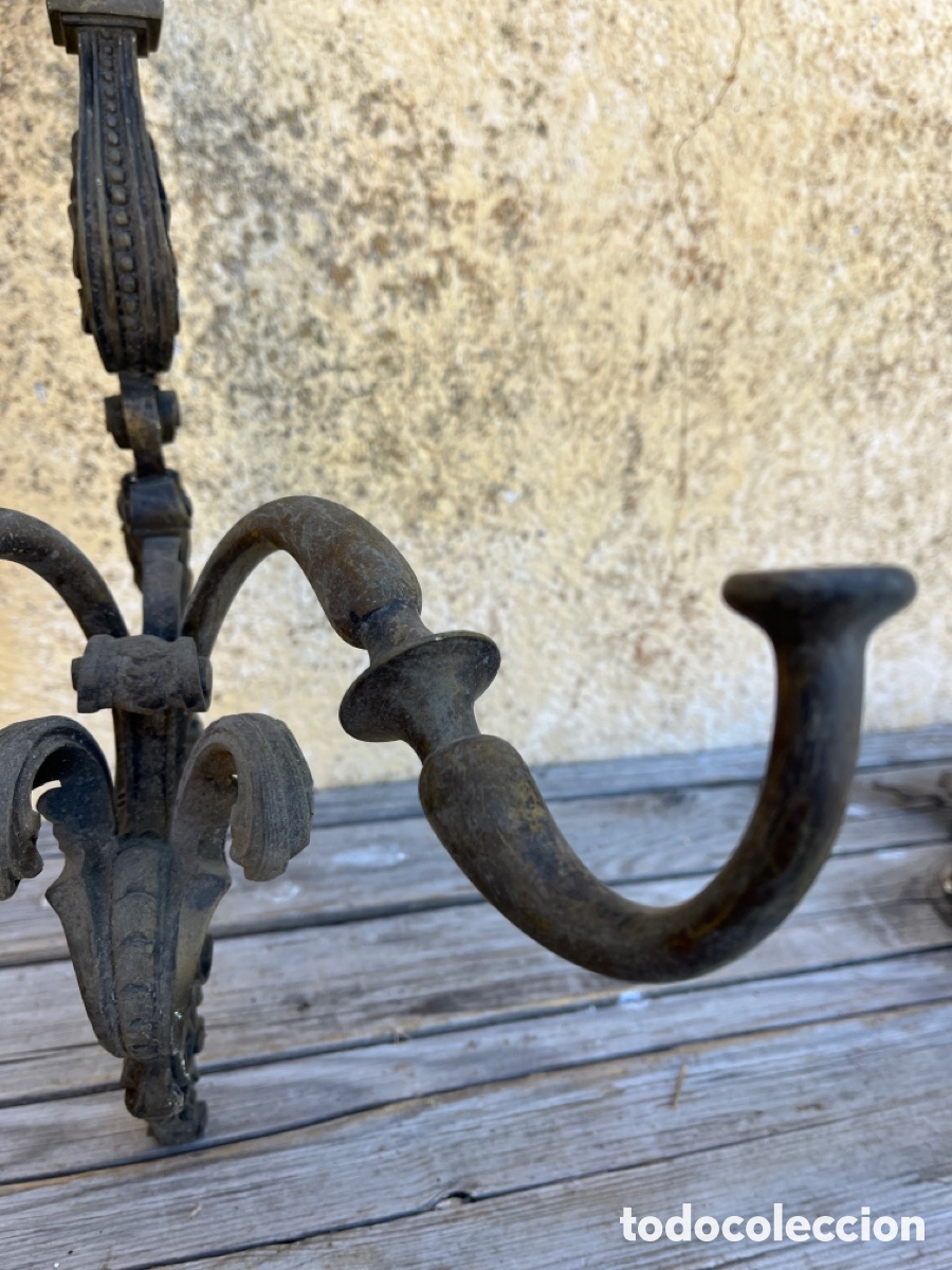 Antig&uuml;edades: APLIQUE DE BRONCE DE BELLAS LINEAS CON DOS BRAZOS. - Foto 9