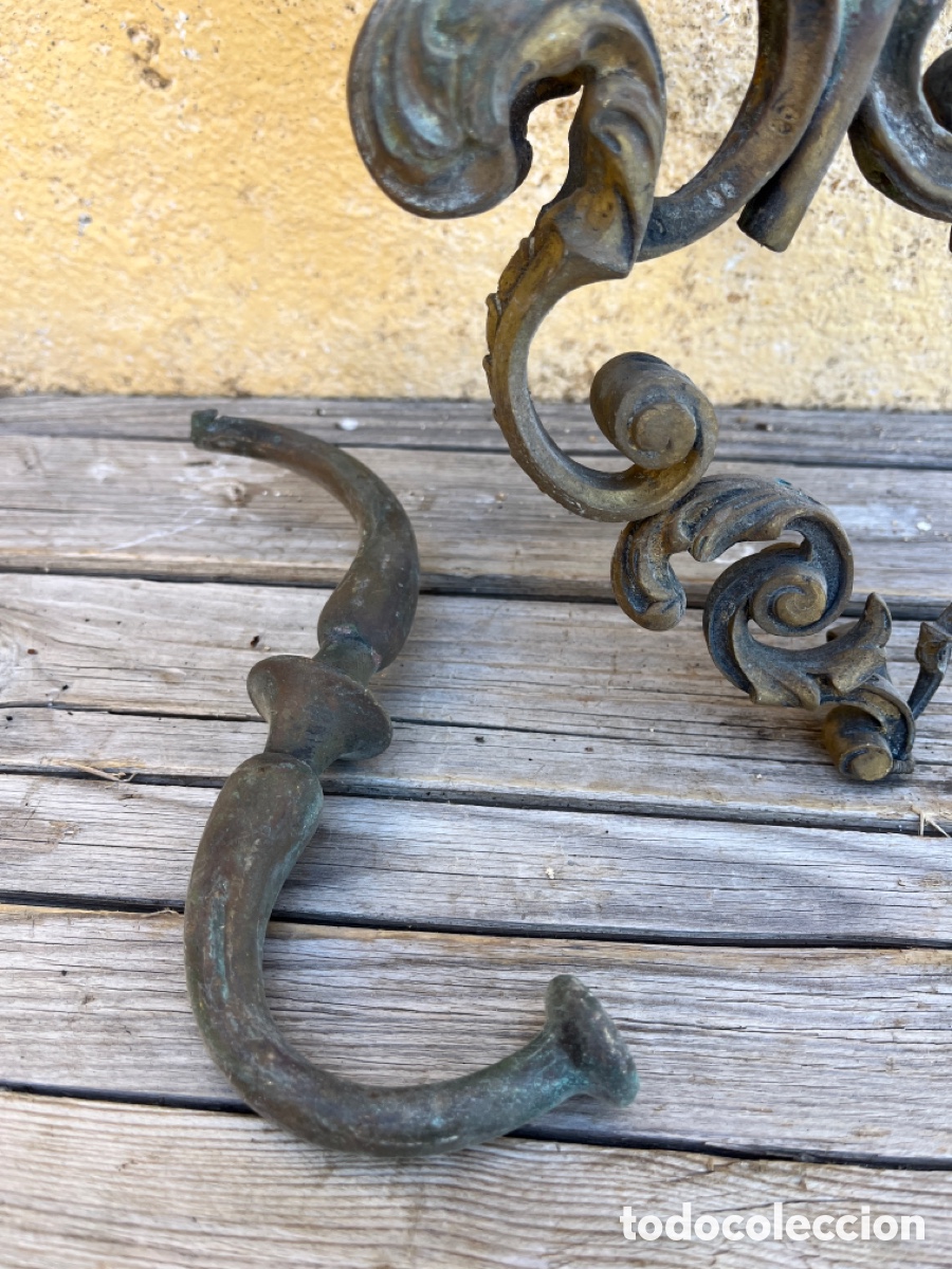 Antig&uuml;edades: APLIQUE DE BRONCE DE BELLAS LINEAS CON DOS BRAZOS. PARA RESTAURAR. - Foto 3