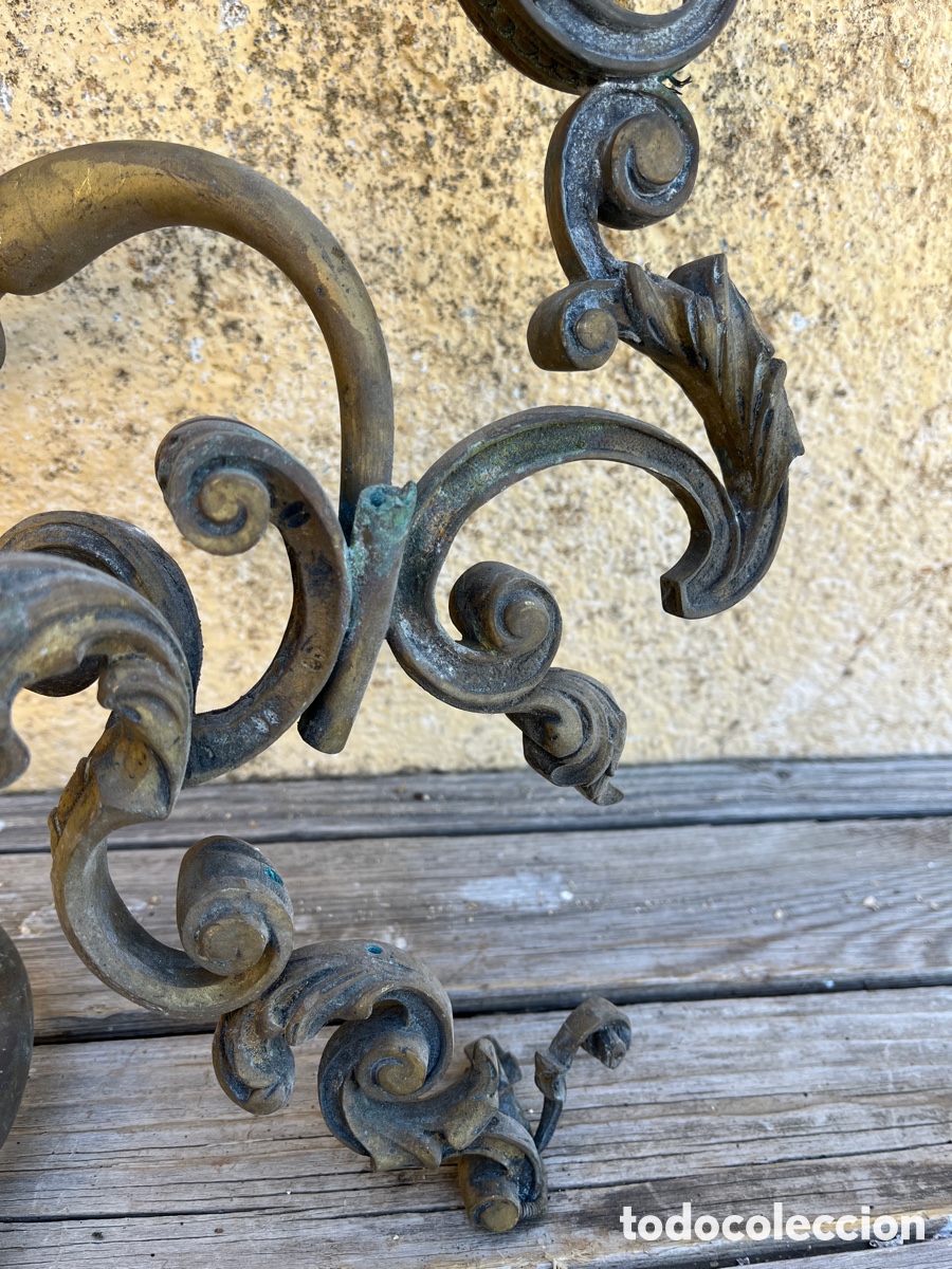 Antig&uuml;edades: APLIQUE DE BRONCE DE BELLAS LINEAS CON DOS BRAZOS. PARA RESTAURAR. - Foto 6