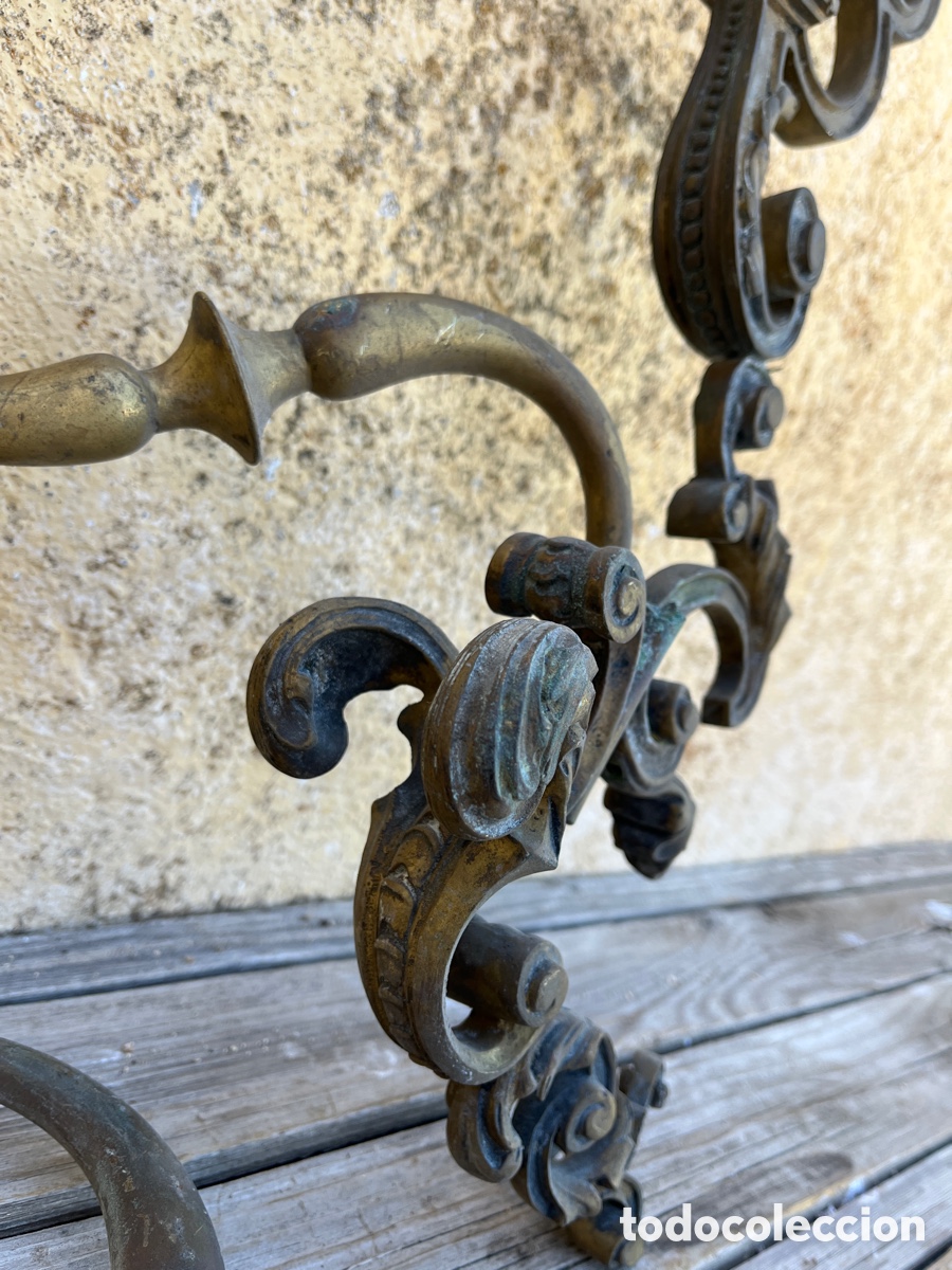 Antig&uuml;edades: APLIQUE DE BRONCE DE BELLAS LINEAS CON DOS BRAZOS. PARA RESTAURAR. - Foto 8