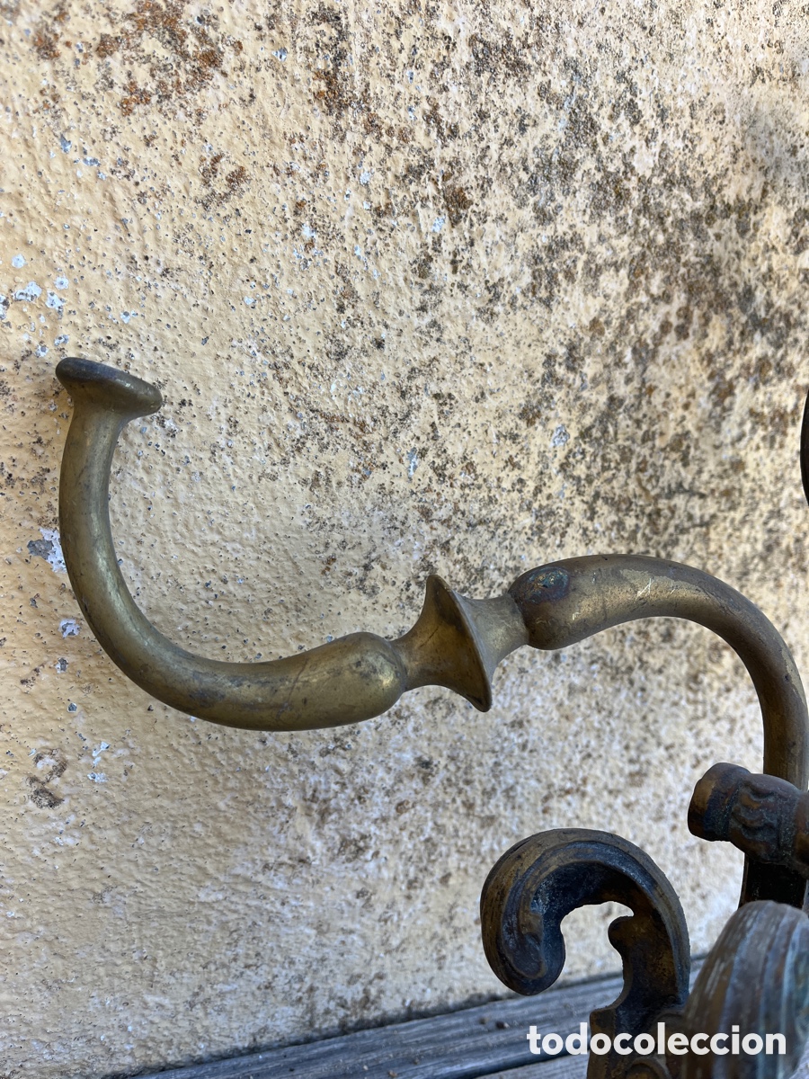 Antig&uuml;edades: APLIQUE DE BRONCE DE BELLAS LINEAS CON DOS BRAZOS. PARA RESTAURAR. - Foto 9