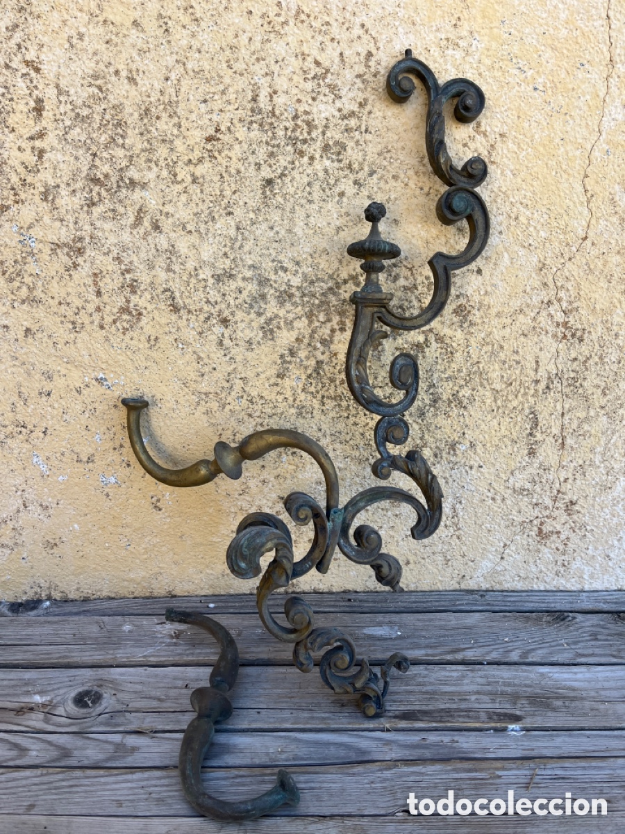 Antig&uuml;edades: APLIQUE DE BRONCE DE BELLAS LINEAS CON DOS BRAZOS. PARA RESTAURAR. - Foto 1
