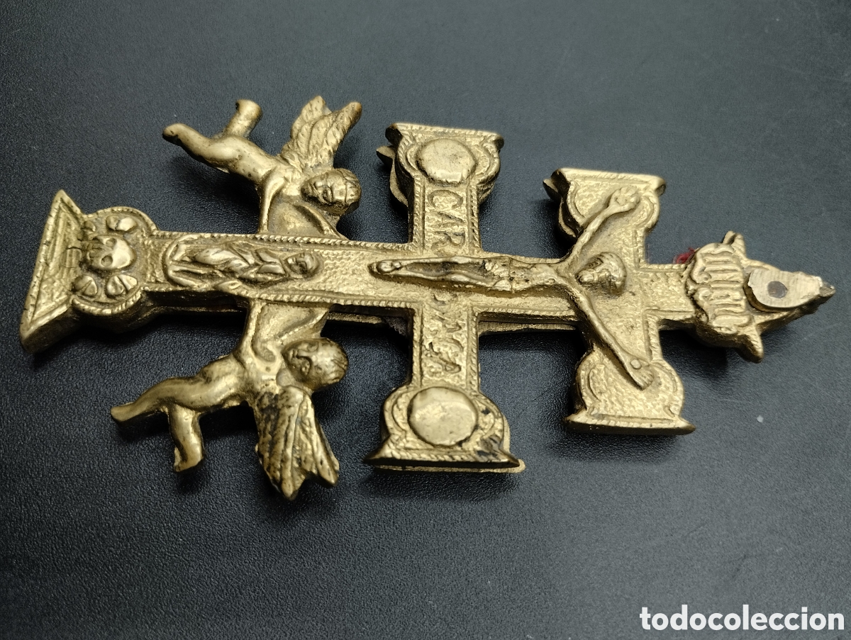 Antig&uuml;edades: Cruz de Caravaca en bronce. 11x6 cms. - Foto 5