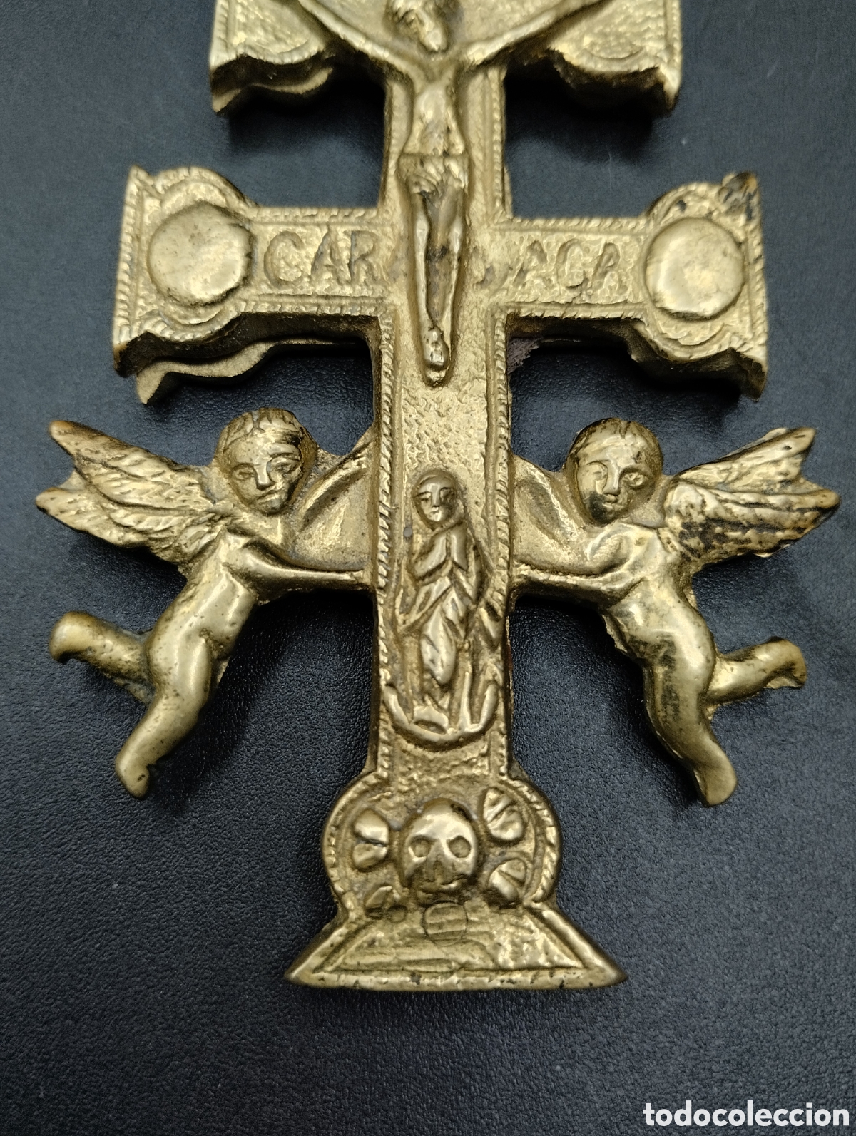 Antig&uuml;edades: Cruz de Caravaca en bronce. 11x6 cms. - Foto 9