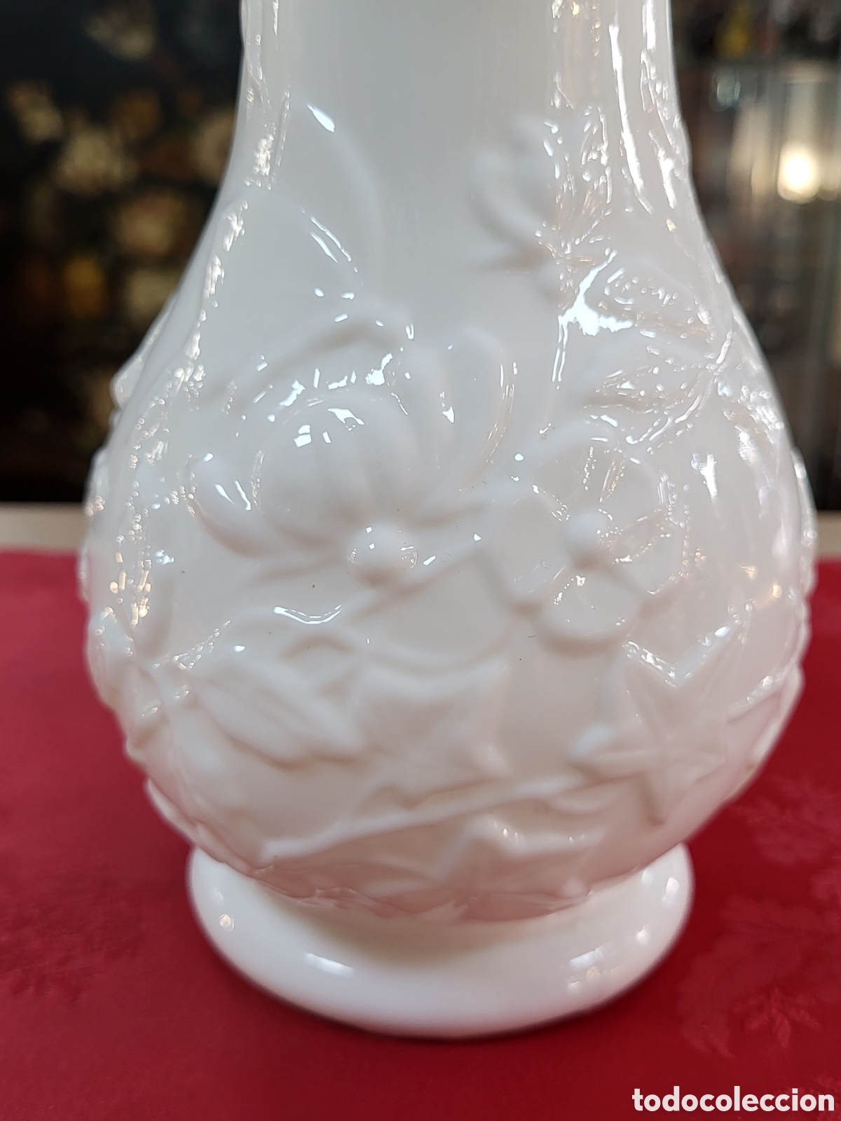 Antig&uuml;edades: JARRON VIOLETERO . OPALINA BLANCA. 21 CM - Foto 2