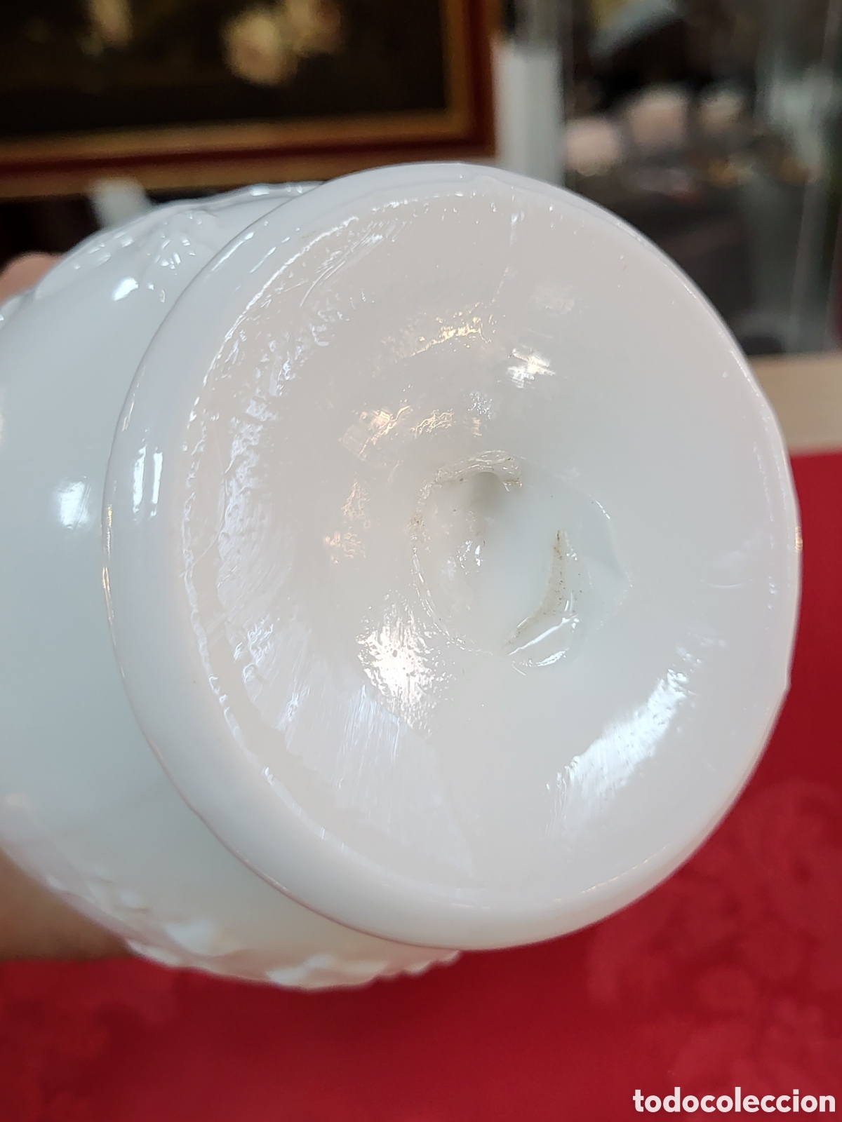 Antig&uuml;edades: JARRON VIOLETERO . OPALINA BLANCA. 21 CM - Foto 7