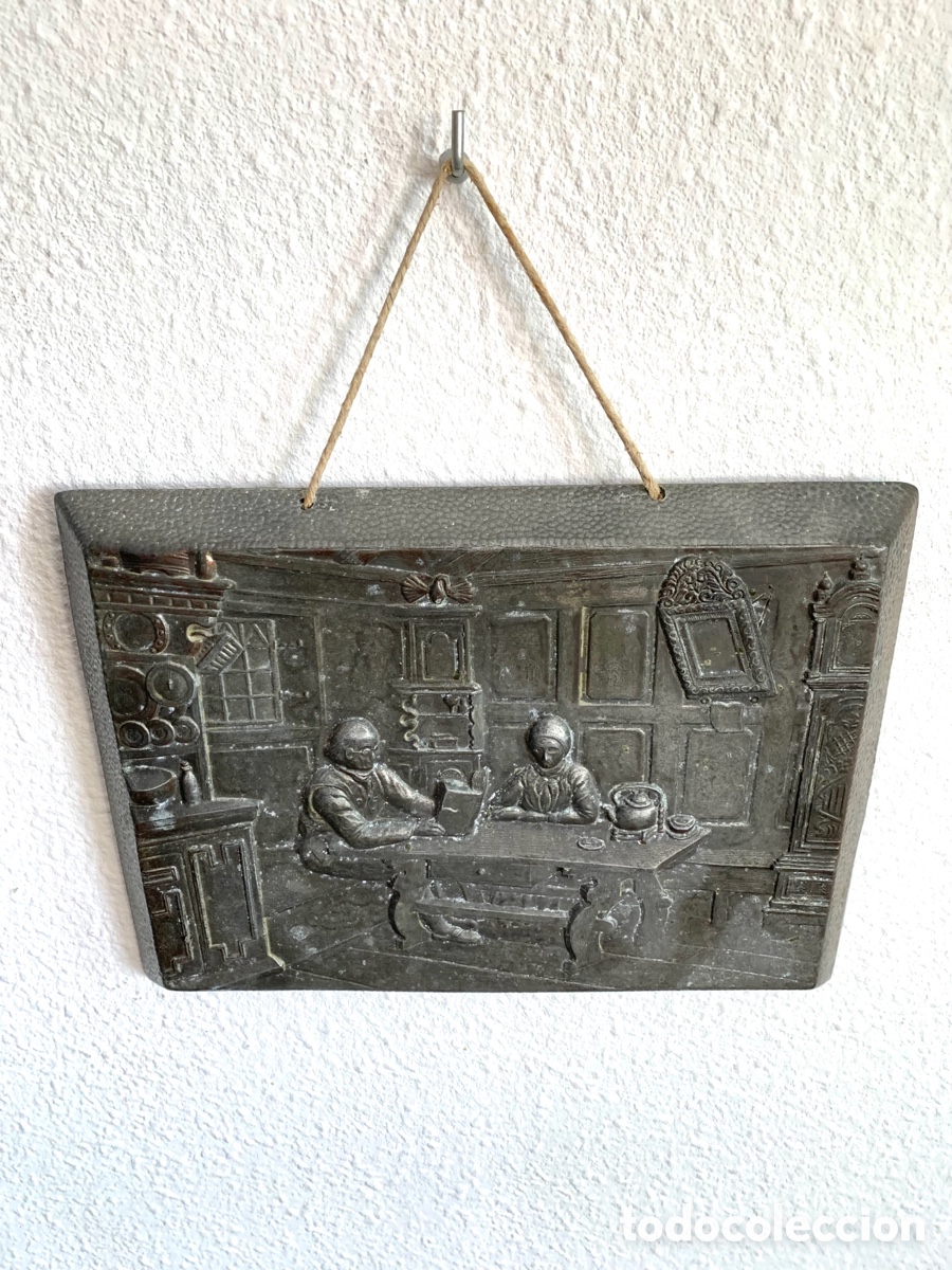 Antig&uuml;edades: BAJORRELIEVE DE PELTRE ANTIGUO - Foto 5
