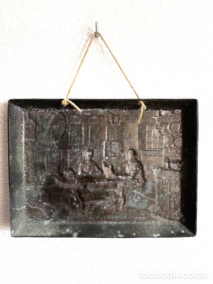 Antig&uuml;edades: BAJORRELIEVE DE PELTRE ANTIGUO - Foto 6