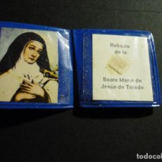 Antigüedades: BEATA MARIA DE JESUS RELIQUIA TELA TOLEDO 7 X 3,5 CMTS