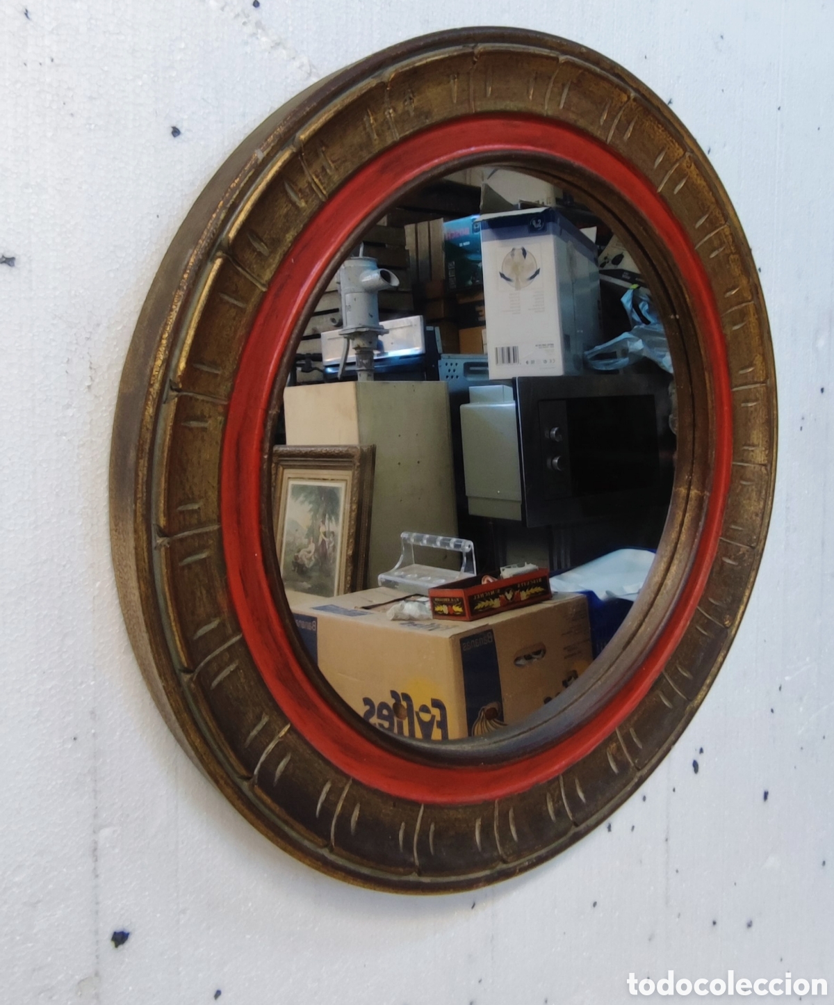 Antig&uuml;edades: Espejo de madera 51 cm - Foto 5