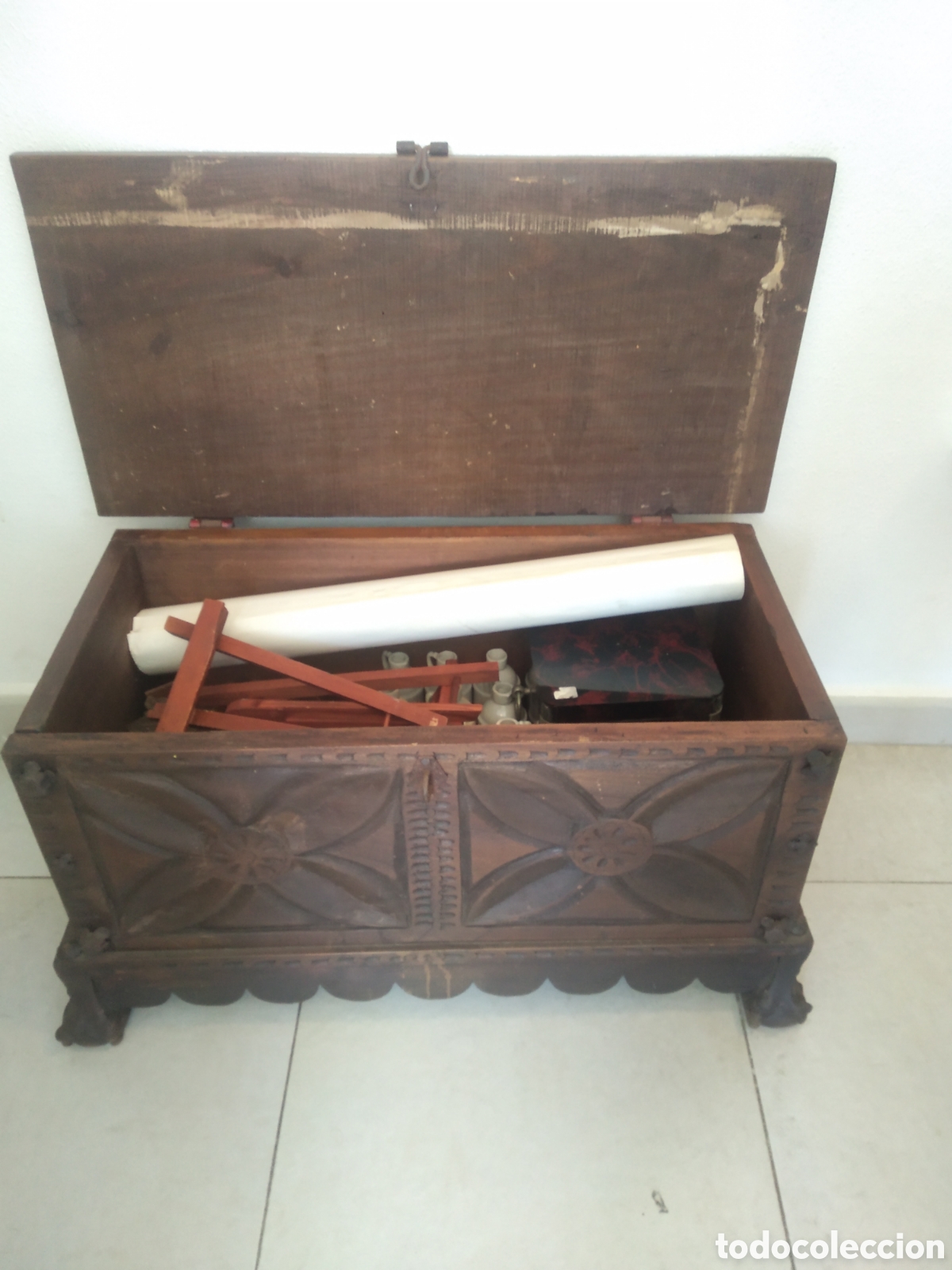 Antig&uuml;edades: Arca, ba&uacute;l d&eacute; madera - Foto 4