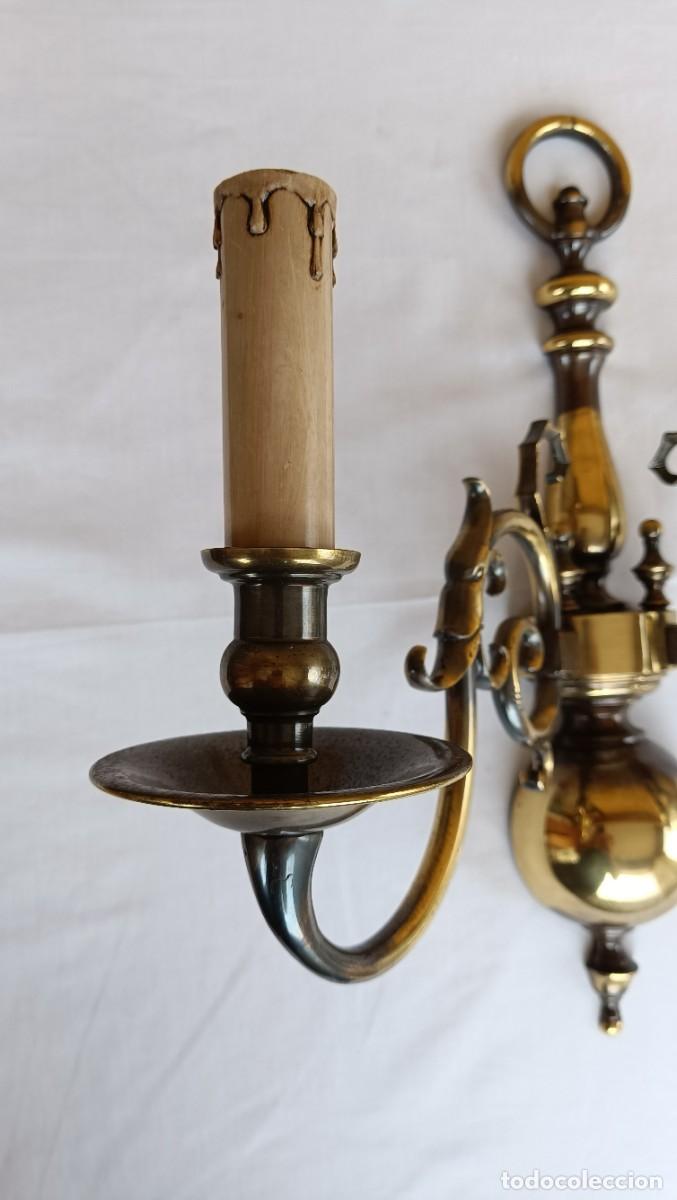 Antig&uuml;edades: APLIQUE DOS LUCES LATON ANTIGUO - Foto 4