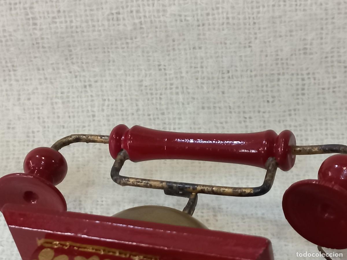 Antig&uuml;edades: TEL&Eacute;FONO-TERM&Oacute;METRO 16cm (madera) burdeos - Foto 8