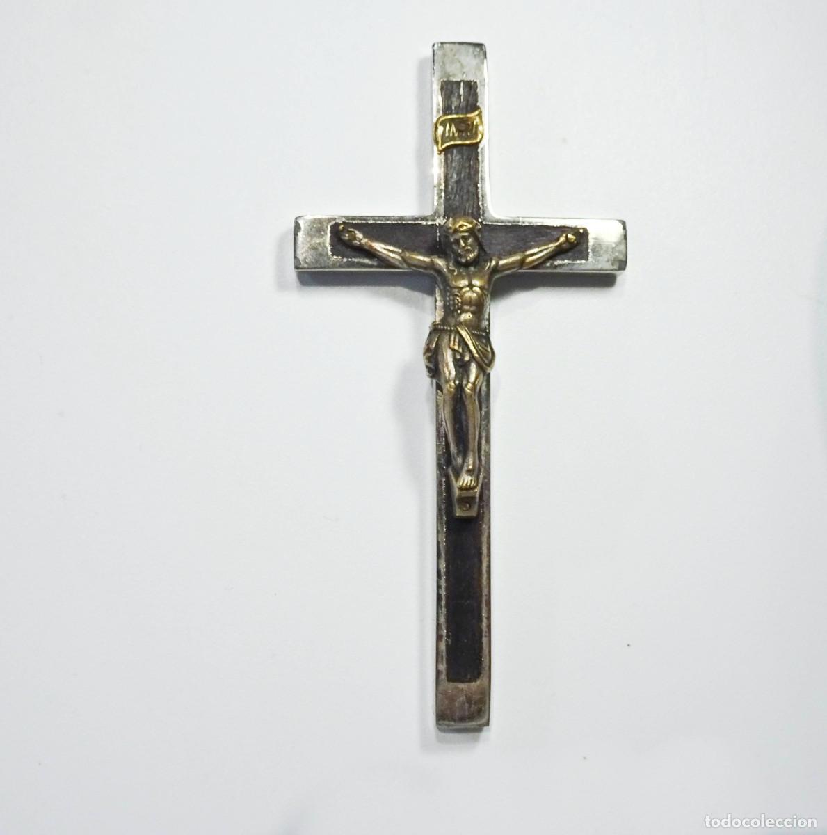 Antig&uuml;edades: Crucifio de monja metal y &eacute;bano - Foto 2
