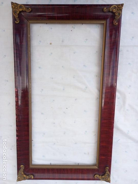 Antig&uuml;edades: MARCO ANTIGUO DE MADERA - ADORNOS EN BRONCE.. - Foto 7