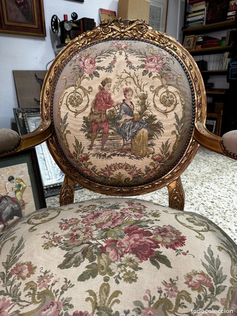 Antig&uuml;edades: Sill&oacute;n madera tallada, dorada, Sim&oacute;n Loscertales. - Foto 4