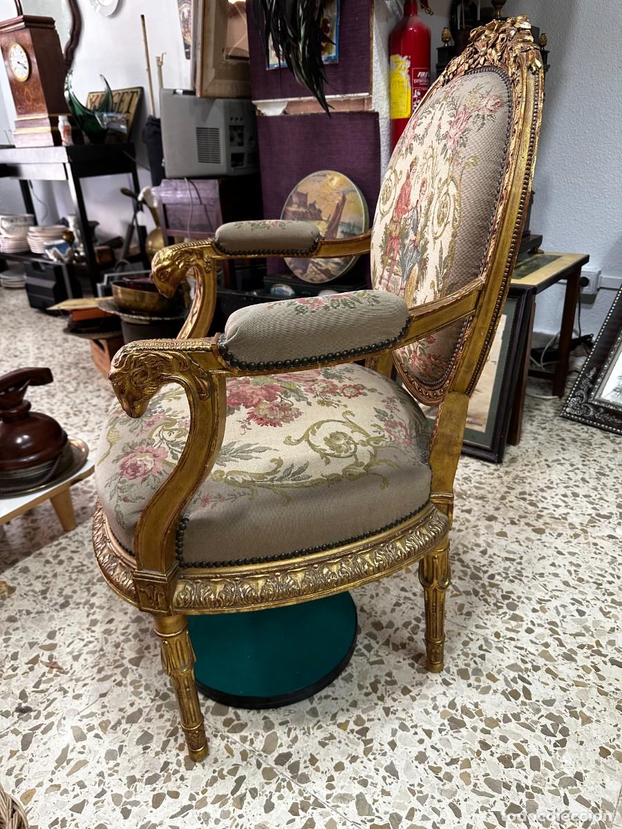 Antig&uuml;edades: Sill&oacute;n madera tallada, dorada, Sim&oacute;n Loscertales. - Foto 6