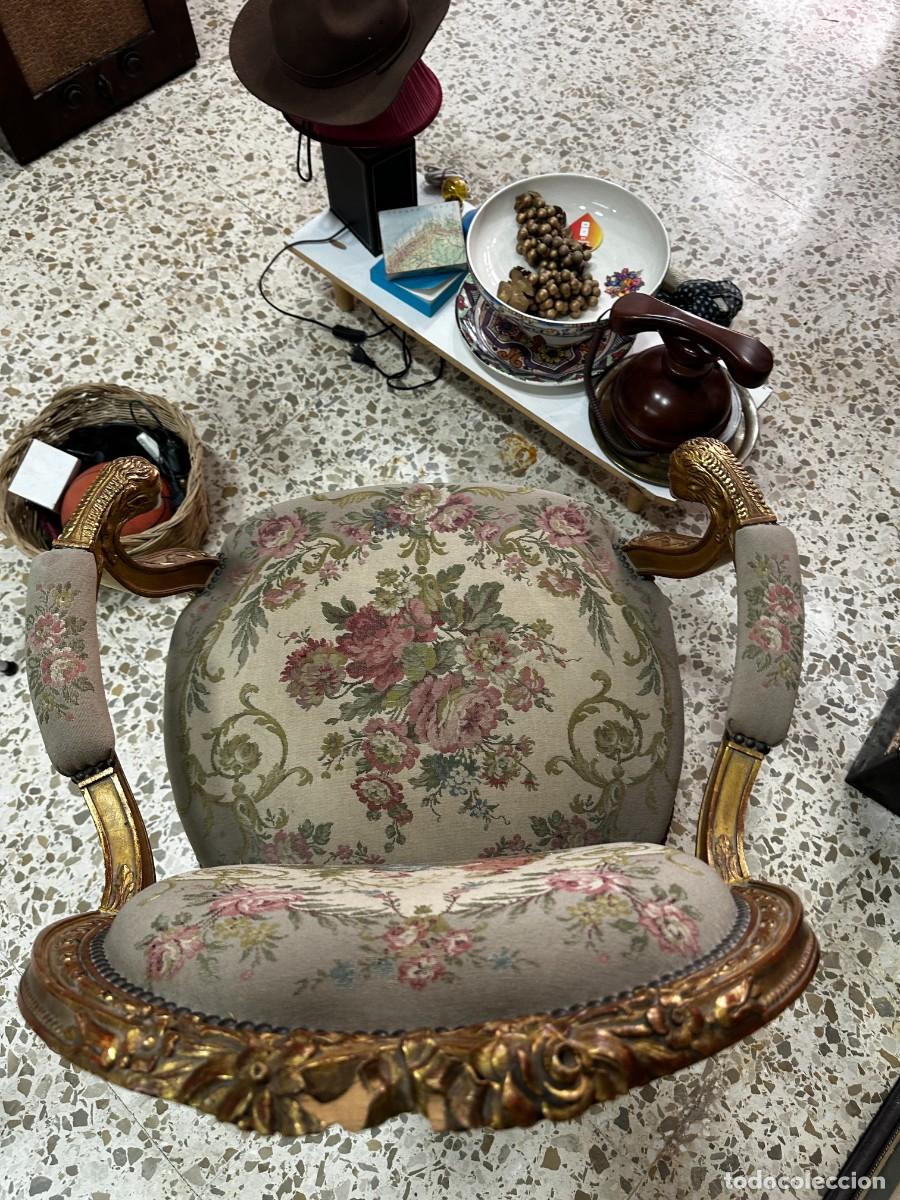 Antig&uuml;edades: Sill&oacute;n madera tallada, dorada, Sim&oacute;n Loscertales. - Foto 8