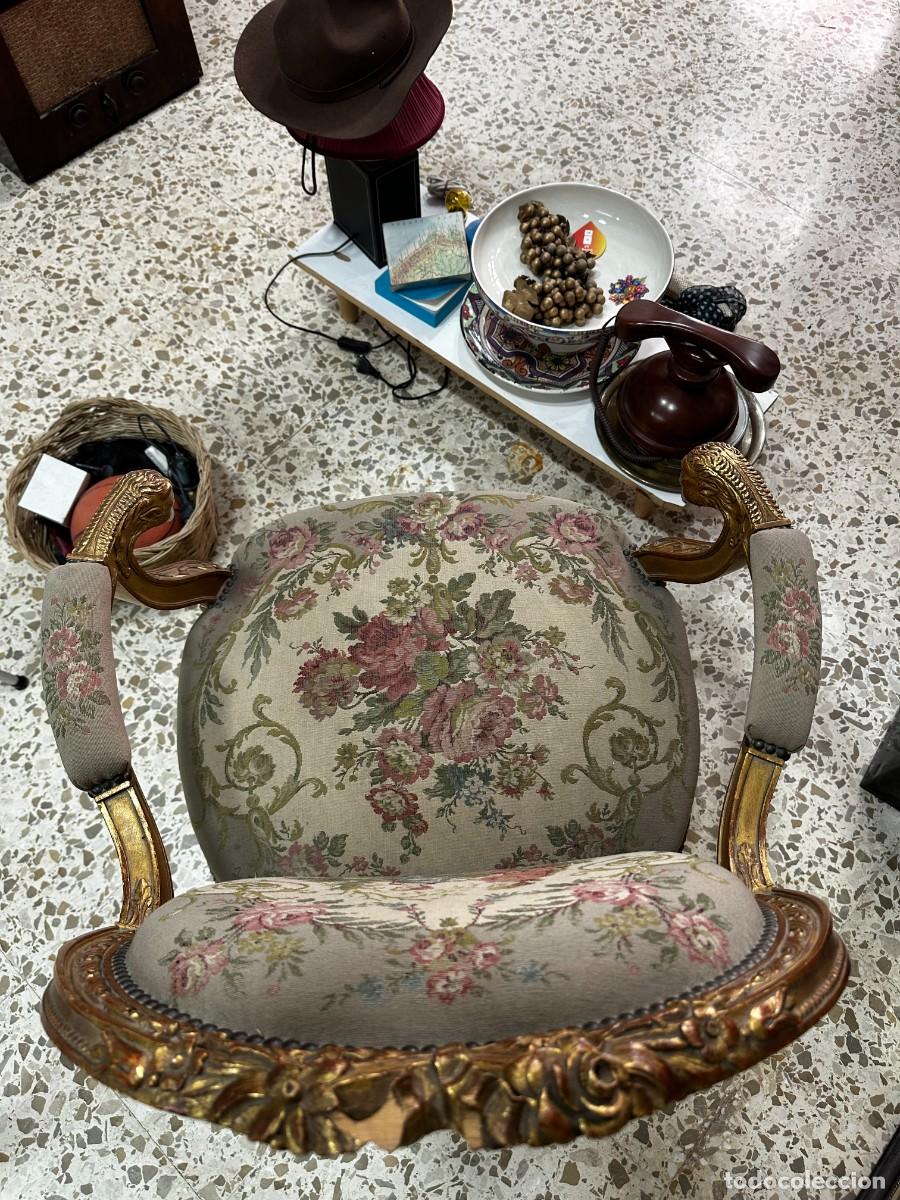 Antig&uuml;edades: Sill&oacute;n madera tallada, dorada, Sim&oacute;n Loscertales. - Foto 9