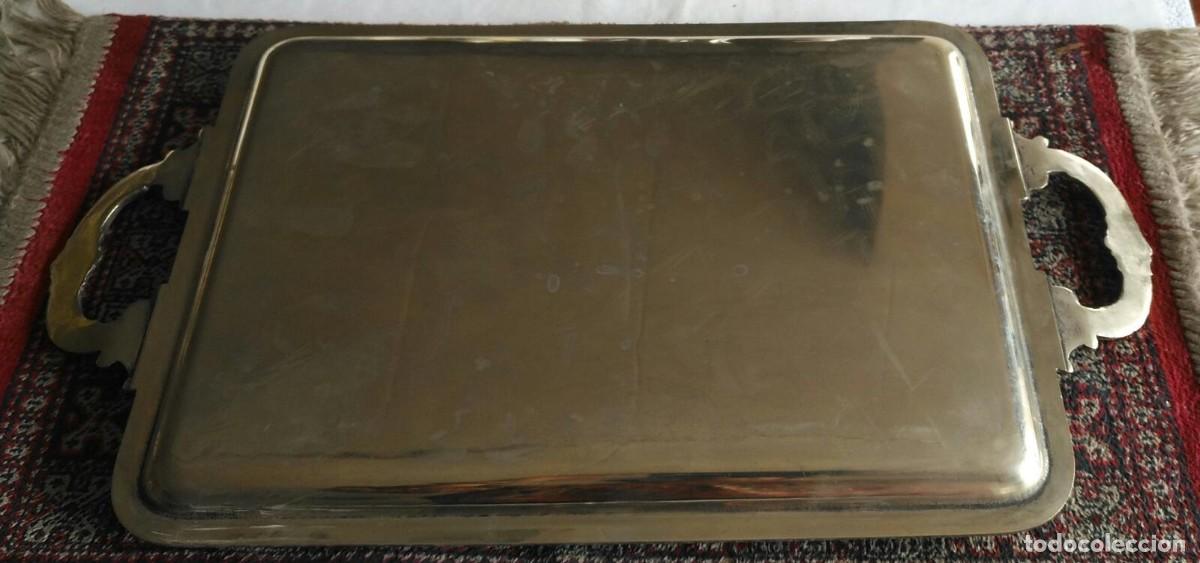 Antig&uuml;edades: M237 Bandeja rectangular alpaca con se&ntilde;al - 48cm x 28cm - Foto 1