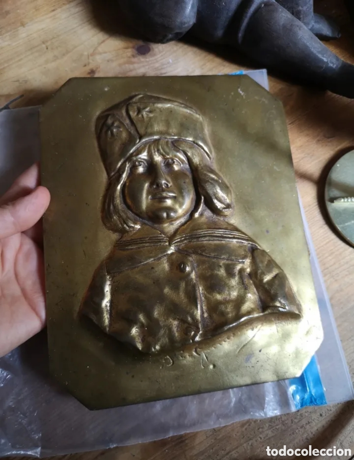 Antig&uuml;edades: Placa retrato (ni&ntilde;a sovietica?)