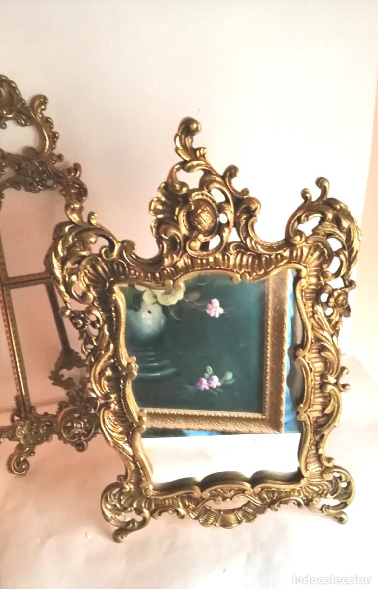 Antig&uuml;edades: Antiguo hermoso espejo con el marc&oacute; de bronce - Foto 3