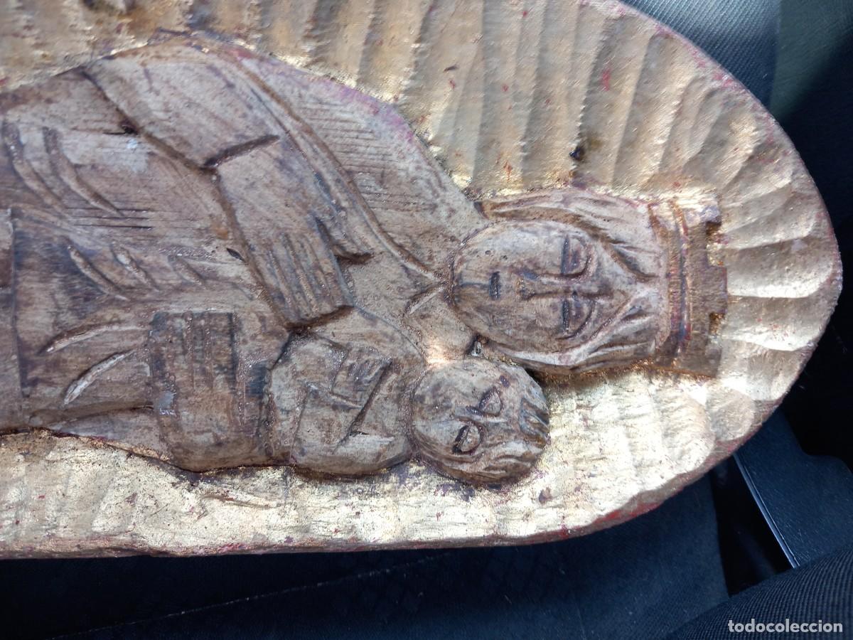 Antig&uuml;edades: Talla de madera virgen con ni&ntilde;o - Foto 2