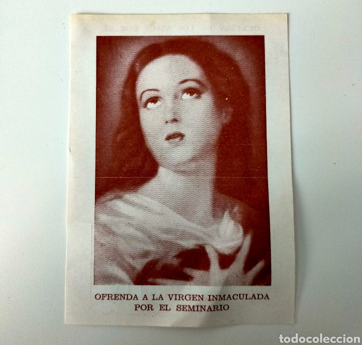 Antiguidades: Ofrenda a la Virgen de la Inmaculada por el Seminario. Oraci&oacute;n de los ni&ntilde;os por el seminario.A&ntilde;os 70