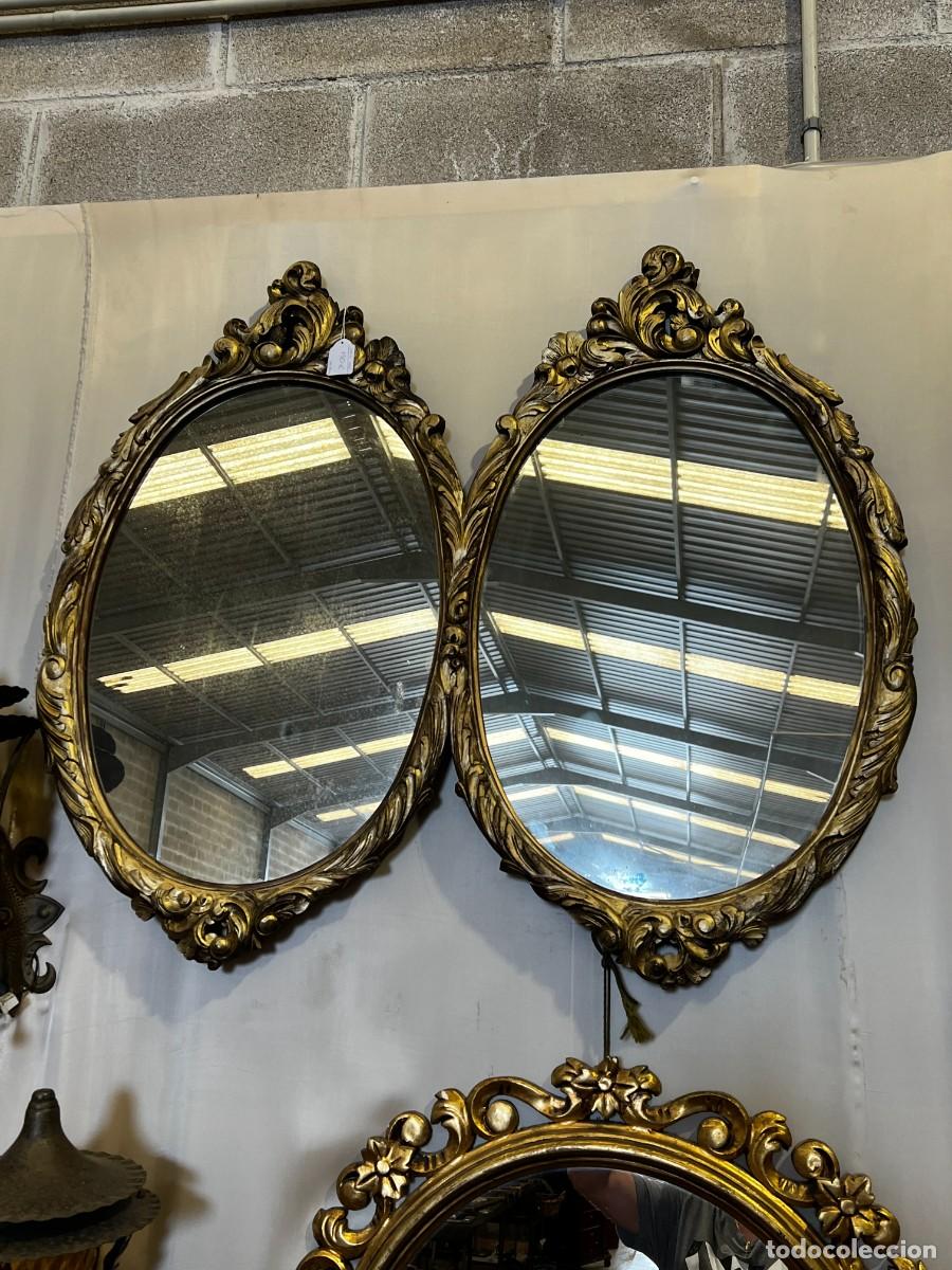 Antig&uuml;edades: ANTIGUO ESPEJO DOBLE EN MADERA DORADA - Foto 1