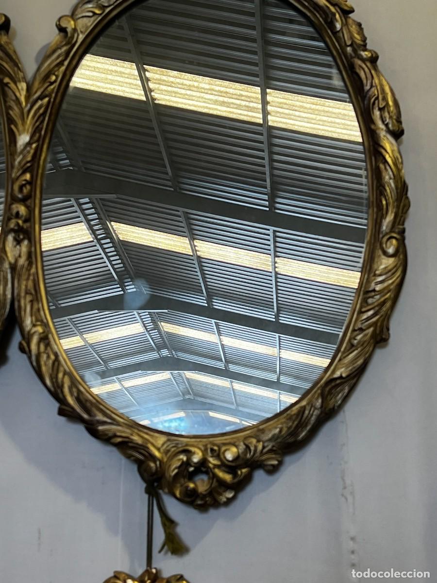 Antig&uuml;edades: ANTIGUO ESPEJO DOBLE EN MADERA DORADA - Foto 3