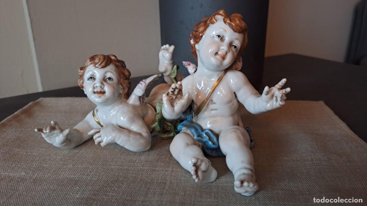Antig&uuml;edades: DOS &Aacute;ngeles de Porcelana de ALGORA con Pa&ntilde;ito - Foto 1