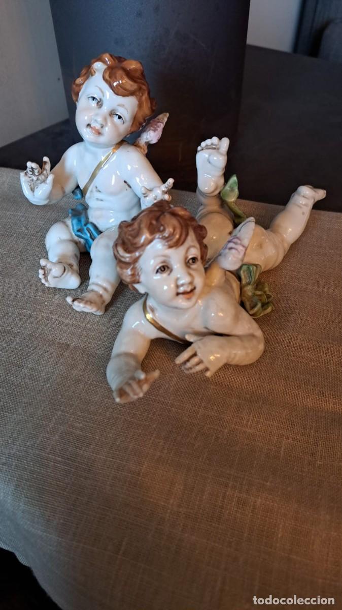 Antig&uuml;edades: DOS &Aacute;ngeles de Porcelana de ALGORA con Pa&ntilde;ito - Foto 2