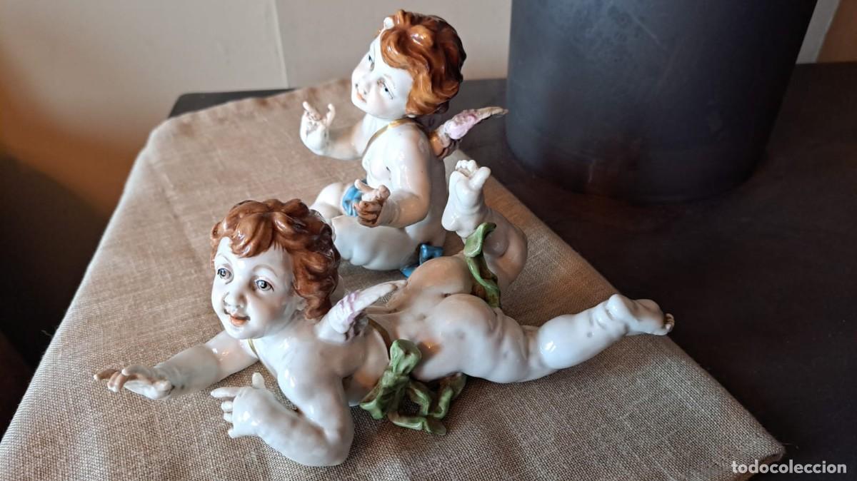 Antig&uuml;edades: DOS &Aacute;ngeles de Porcelana de ALGORA con Pa&ntilde;ito - Foto 3