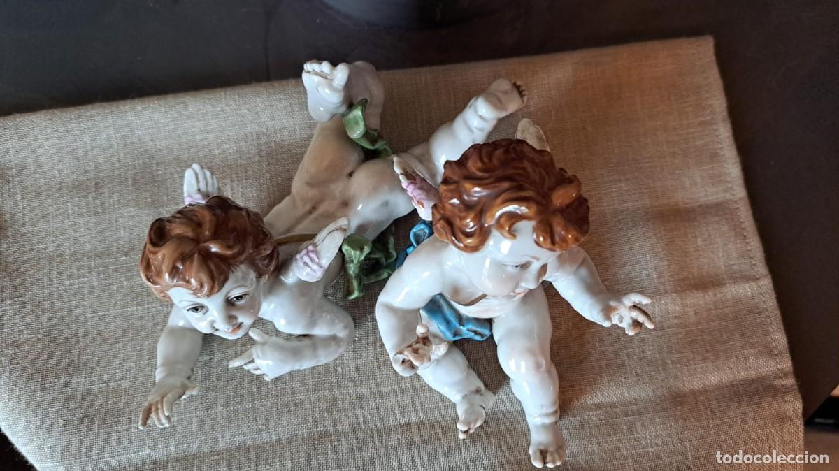 Antig&uuml;edades: DOS &Aacute;ngeles de Porcelana de ALGORA con Pa&ntilde;ito - Foto 4