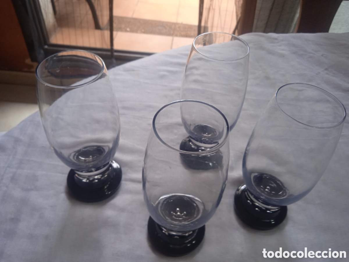 Antig&uuml;edades: 4 Vasos art deco,transparente y negro - Foto 3