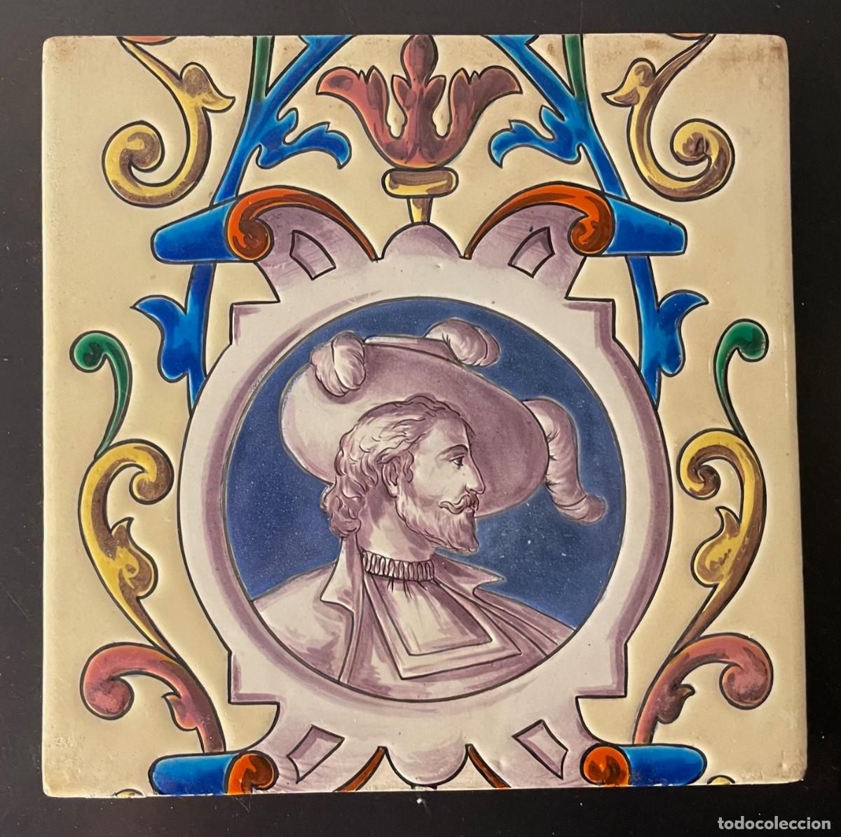 Antig&uuml;edades: AZULEJO BALDOSA CUERDA SECA PICKMAN - Foto 1