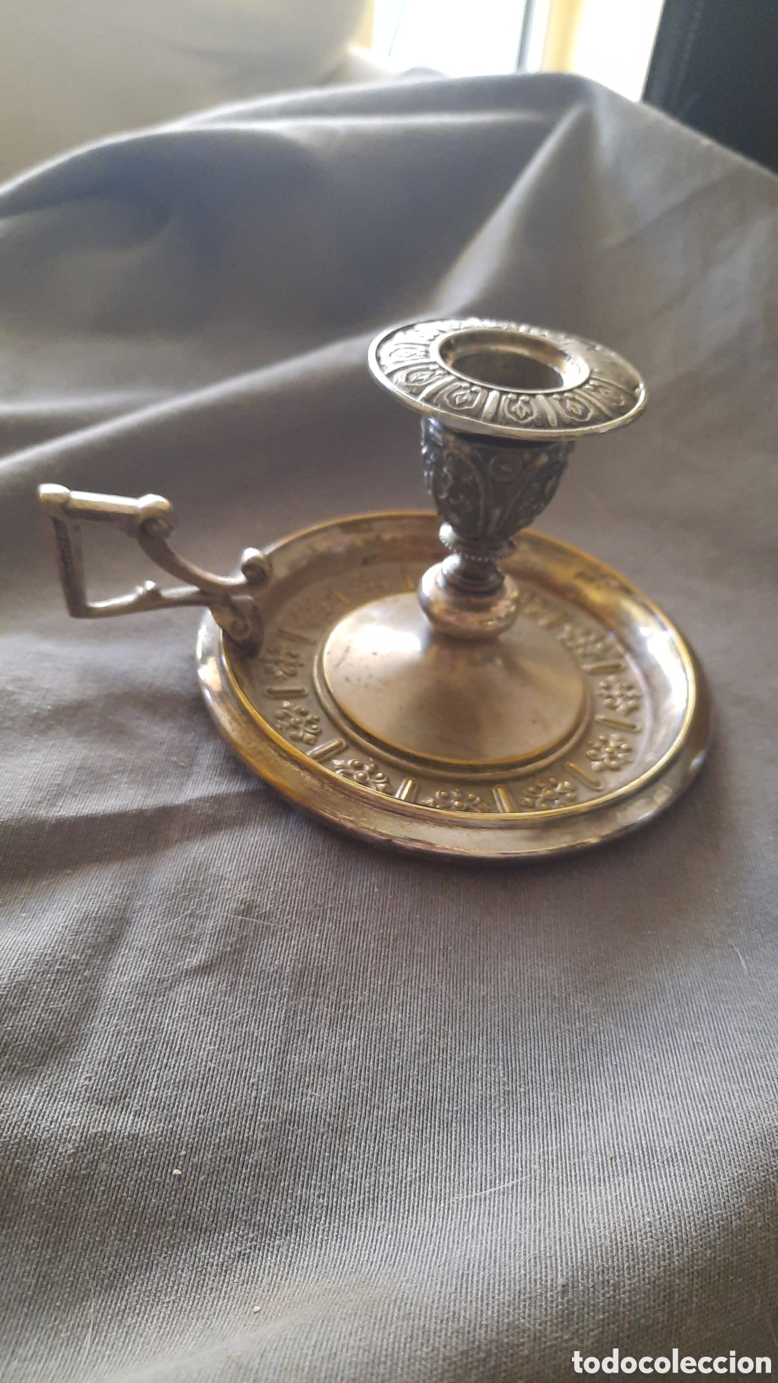 Antig&uuml;edades: Palmatoria de metal plateado - Foto 2