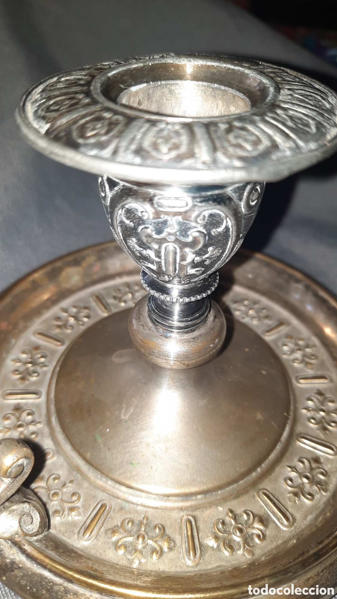 Antig&uuml;edades: Palmatoria de metal plateado - Foto 3