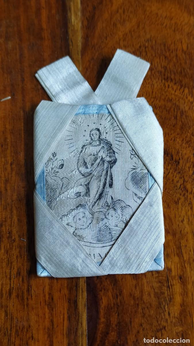 Antig&uuml;edades: ESCAPULARIO CON IMAGEN DE LA INMACULADA CONCEPCI&Oacute;N, S XIX - Foto 2