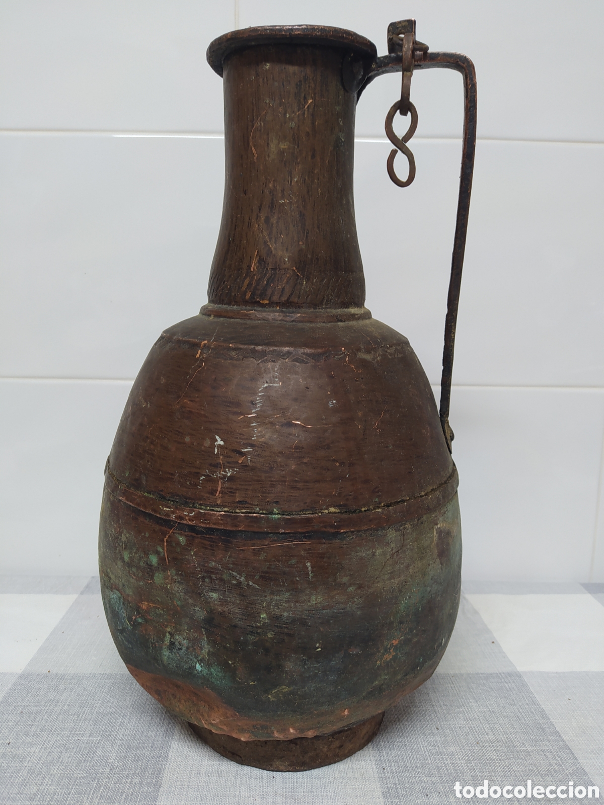 Antig&uuml;edades: ANTIGUA &Aacute;NFORA CANTARA DE COBRE - Foto 1