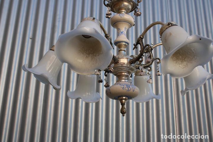 Antig&uuml;edades: lampara de techo de porcelana - Foto 3