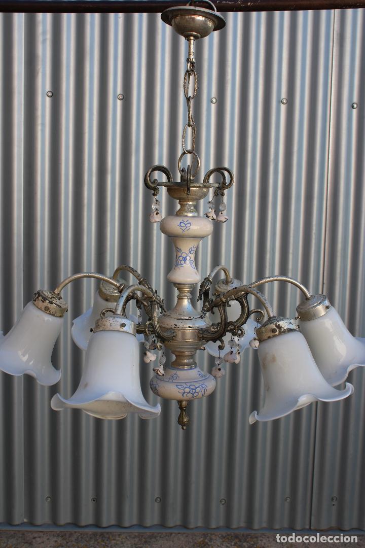 Antig&uuml;edades: lampara de techo de porcelana - Foto 1