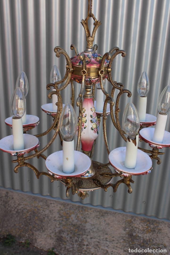Antig&uuml;edades: lampara de techo de porcelana - Foto 2