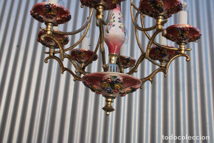 Antig&uuml;edades: lampara de techo de porcelana - Foto 3