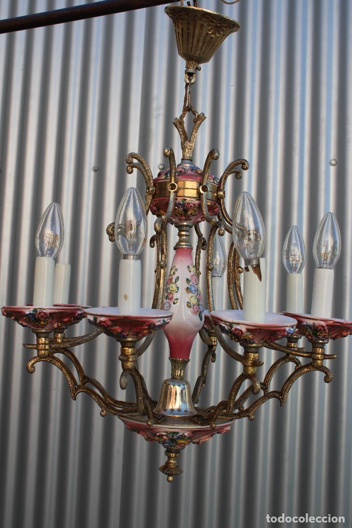 Antig&uuml;edades: lampara de techo de porcelana - Foto 6