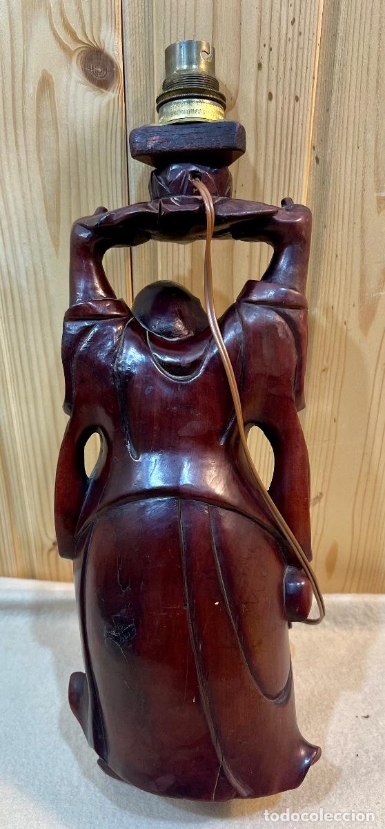 Antig&uuml;edades: LAMPARA FIGURA BUDA MADERA - Foto 5