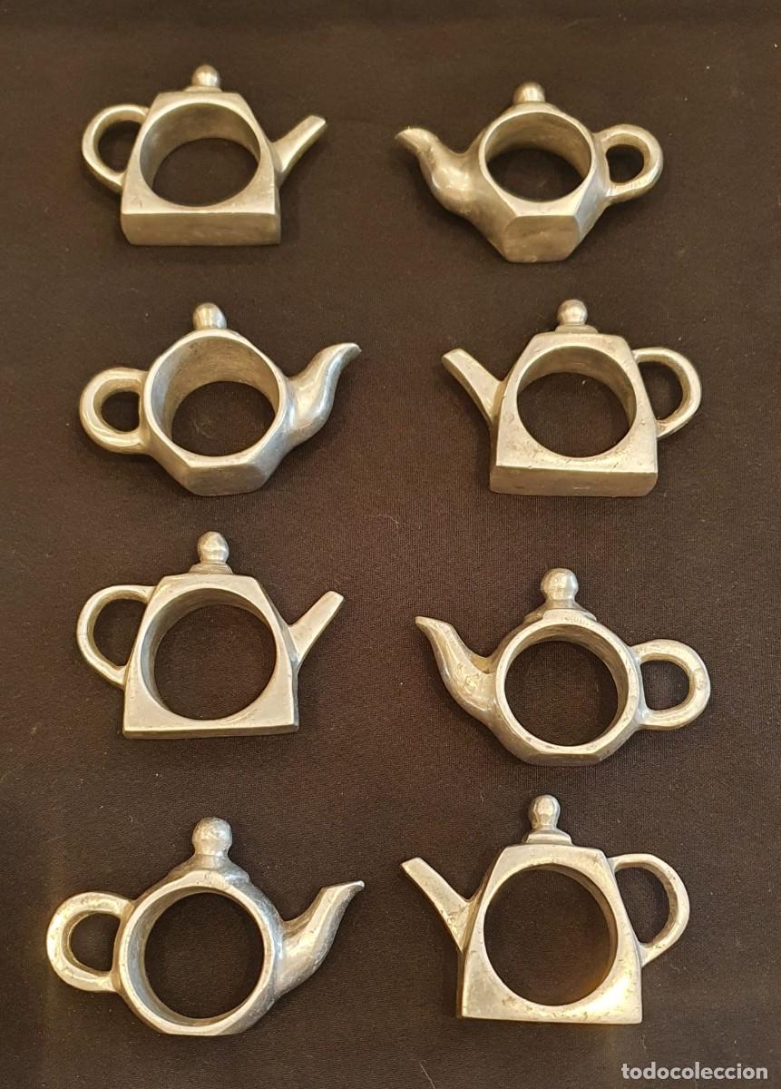 Antig&uuml;edades: 8 servilleteros metal forma tetera - Foto 1