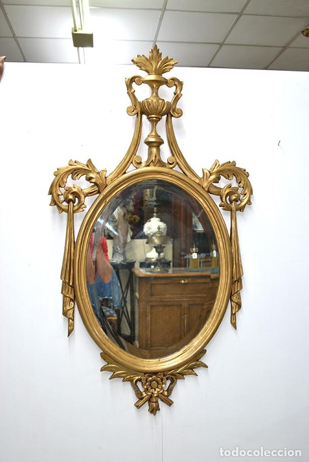 Antig&uuml;edades: ESPEJO TALLADO PAN DE ORO, ESTILO IMPERIO - Foto 1
