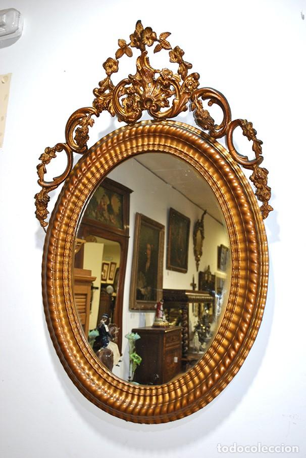 Antig&uuml;edades: ESPEJO DORADO OVALADO - Foto 1