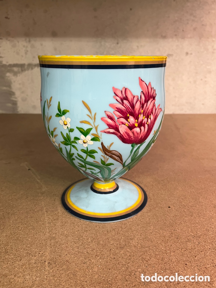 Antig&uuml;edades: Jarr&oacute;n macetero copa pintado a mano cer&aacute;mica - Foto 2